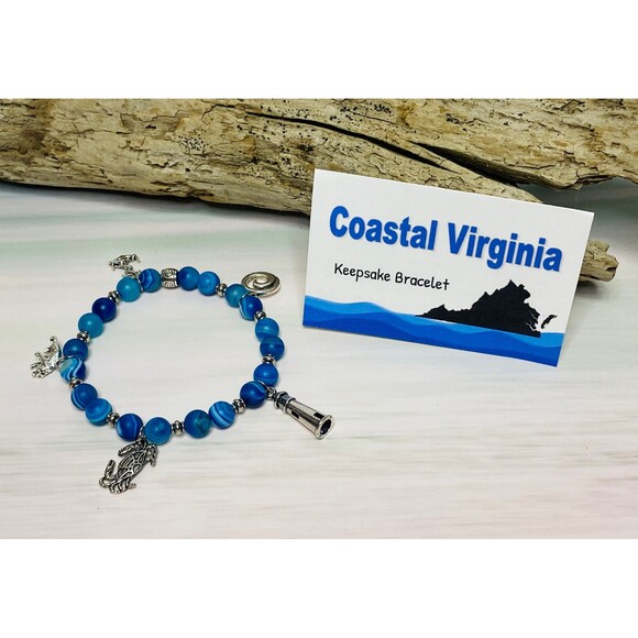 Coastal Virginia Keepsake Charm Bracelet stretch Agate - Picture 1 of 4